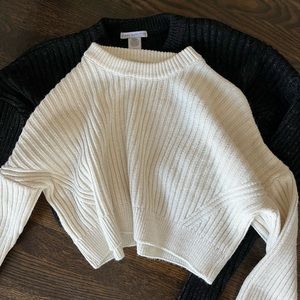 Bundle White and Black Speckled Cropped Sweater